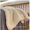 Flanenal de favo de mel sólido macio Sherpa Throw Blanket